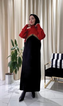 Nakışlı Triko Elbise Kırmızı b3 jpg63d91 250x417 - Nakışlı Triko Elbise Kırmızı