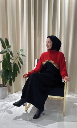 Nakışlı Triko Elbise Kırmızı b4 jpg63d91 250x417 - Nakışlı Triko Elbise Kırmızı