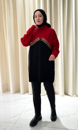 nakiss jpg 250x417 - Nakışlı Triko Kazak Kırmızı