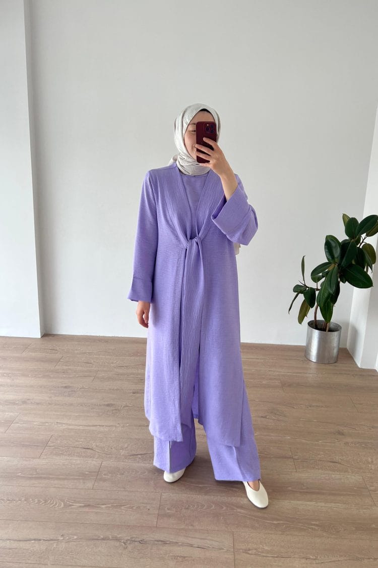 Roza Üçlü Takım Lila