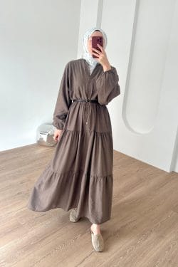 Natural Basic Elbise Karamel - Görsel 2