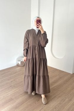 Natural Basic Elbise Karamel - Görsel 3