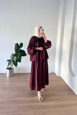 Biyeli Vual Takım Bordo - Image 3