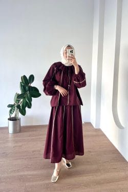 Biyeli Vual Takım Bordo - Image 4