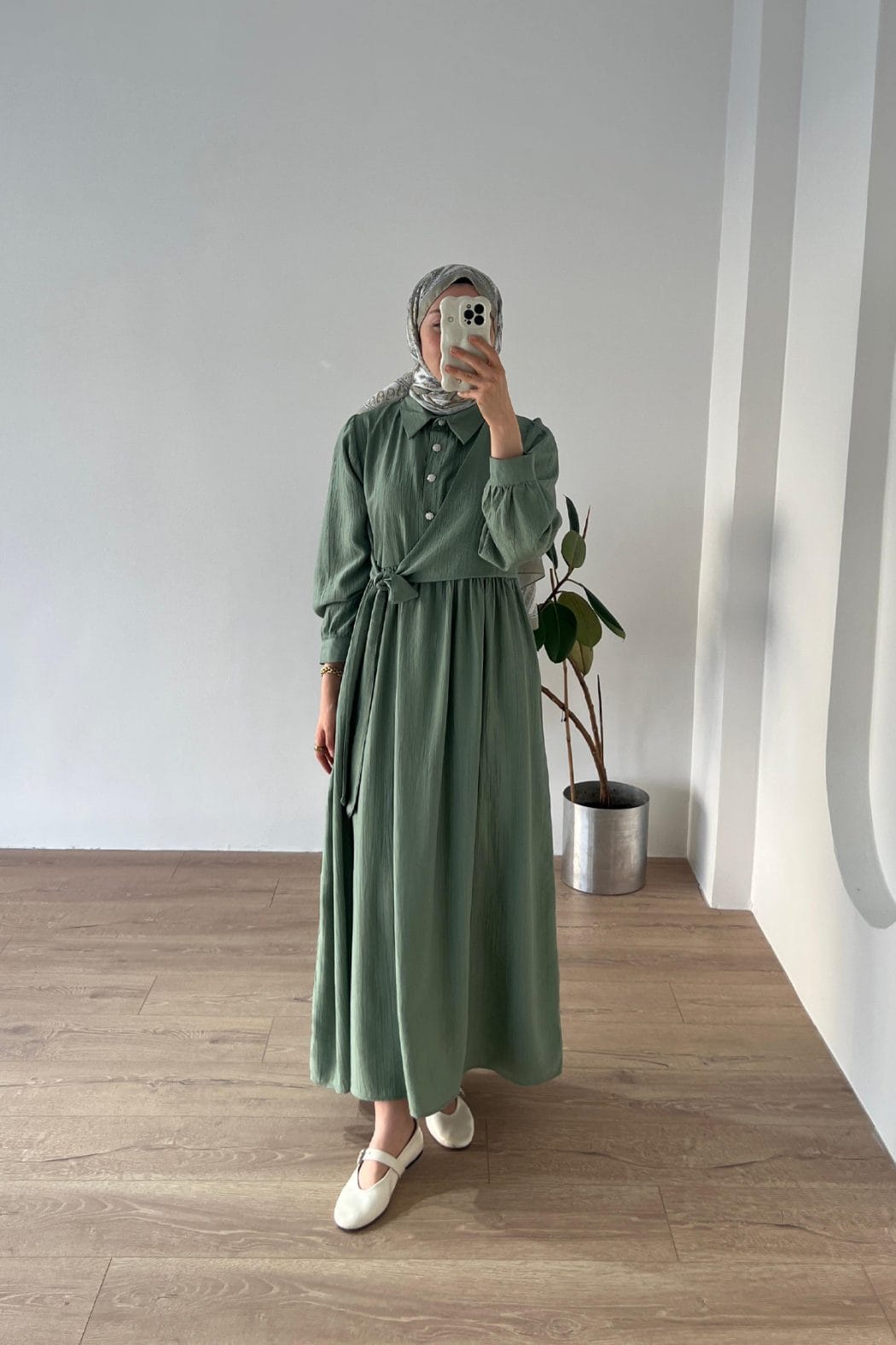 Belden Bağlamalı Elbise Mint - Görsel 6
