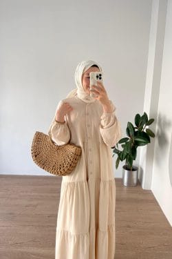 Natural Basic Elbise Bej - Görsel 3