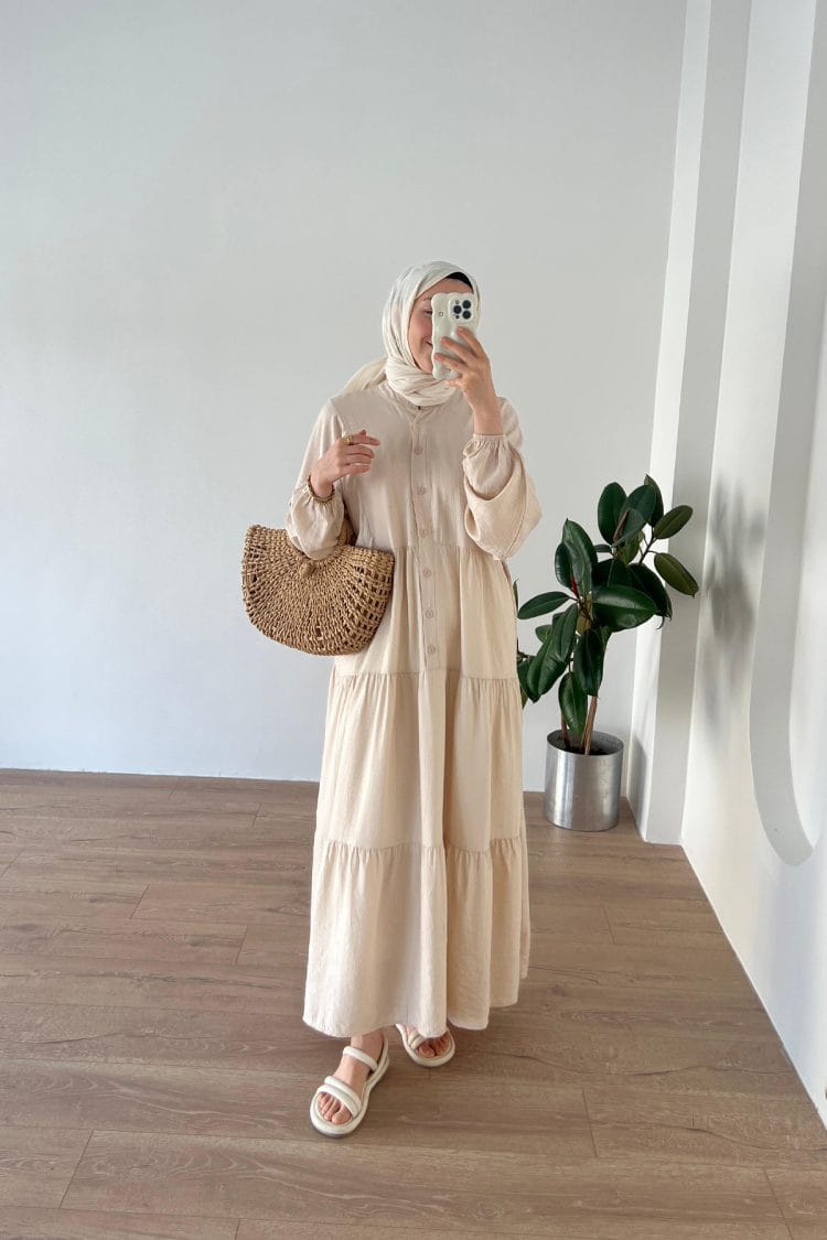 Natural Basic Elbise Bej