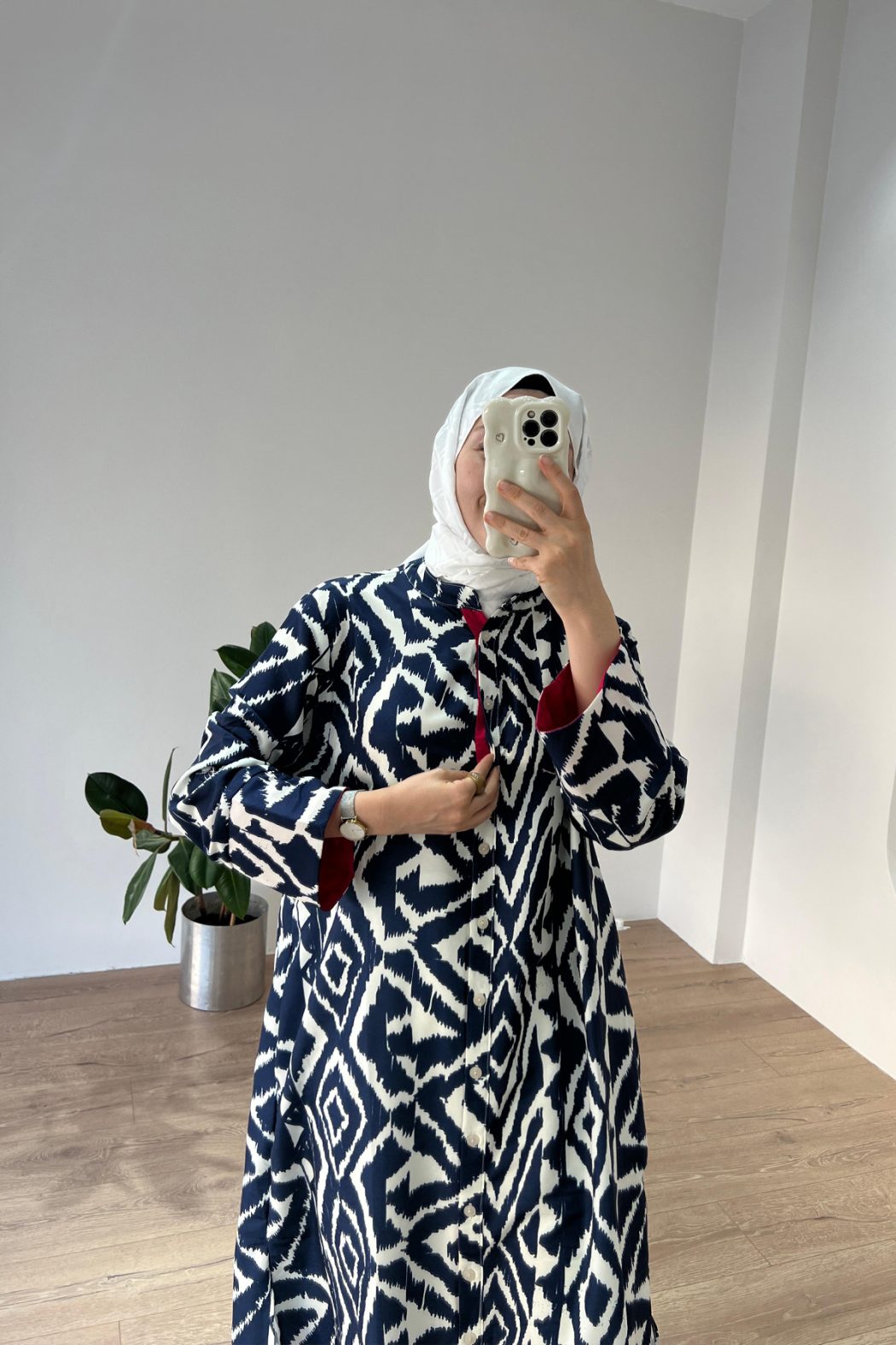 Desenli Maxi Gömlek Laci - Görsel 4