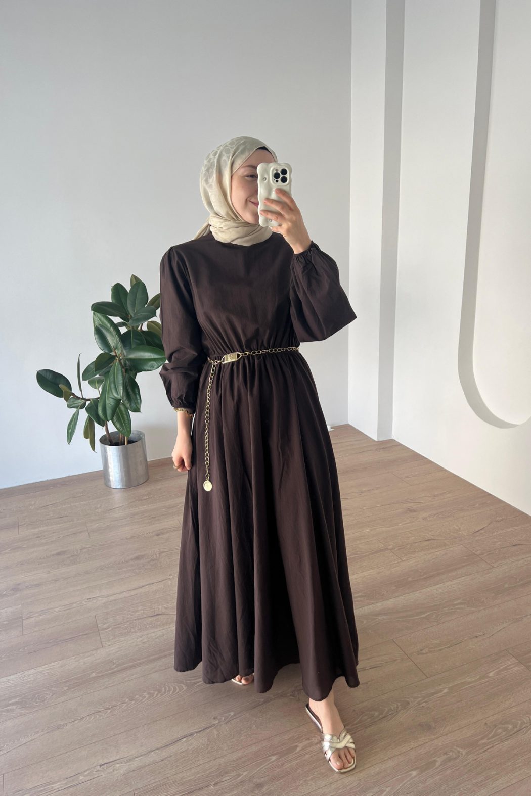 Basic Vual Elbise Acı Kahve - Görsel 3
