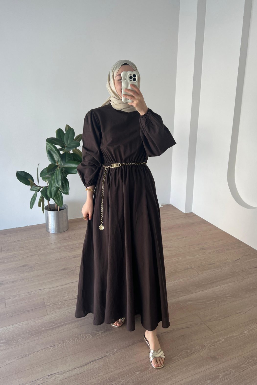 Basic Vual Elbise Acı Kahve - Görsel 4