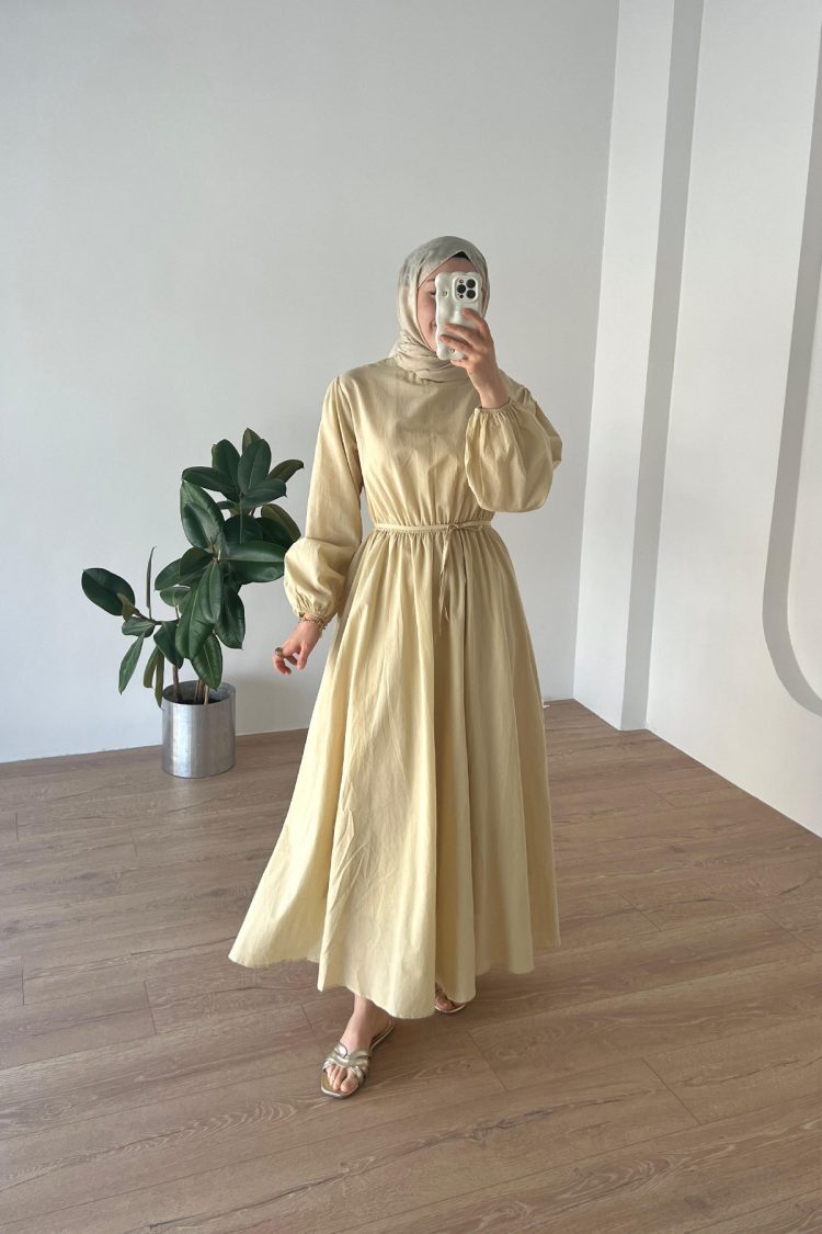 Basic Vual Elbise Butter Yellow