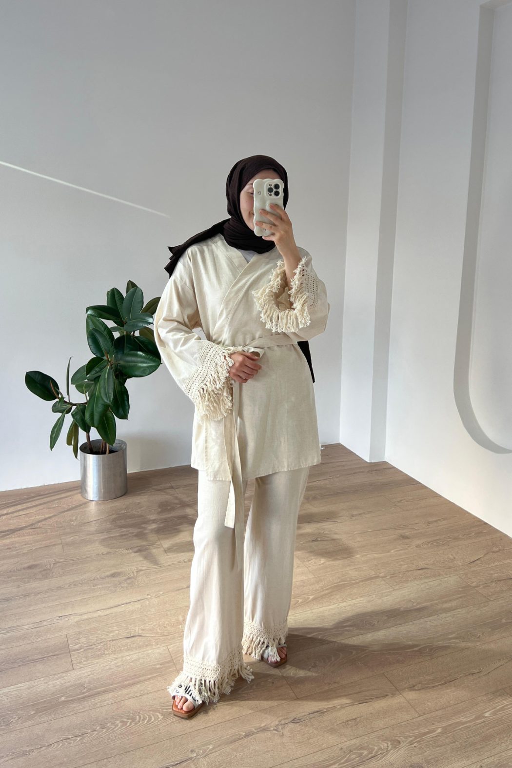 Püsküllü Kimono Takım Kemik - Görsel 6