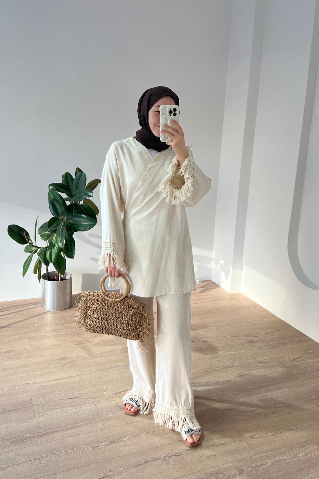 Püsküllü Kimono Takım Kemik - Görsel 3