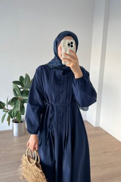 Nervürlü Poplin Elbise Laci - Görsel 6