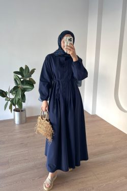 Nervürlü Poplin Elbise Laci - Görsel 2